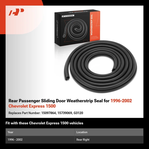 Rear Passenger Sliding Door Weatherstrip Seal for 1996-2002 Chevrolet Express 1500