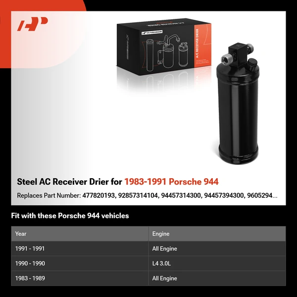 Steel AC Receiver Drier for 1983-1991 Porsche 944
