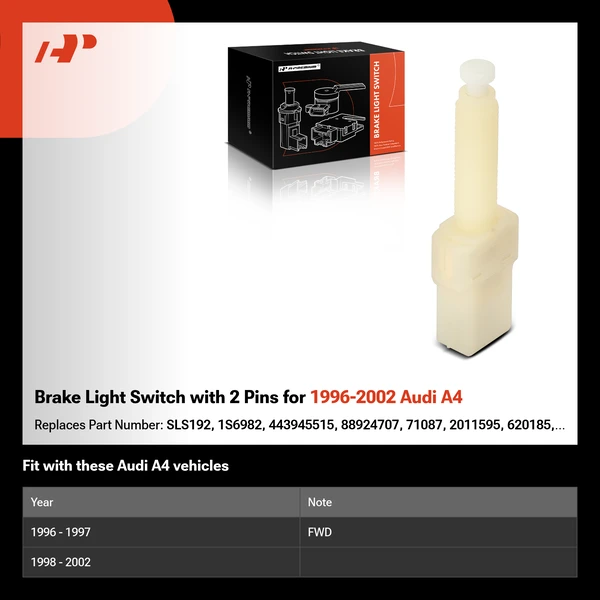 Brake Light Switch with 2 Pins for 1996-2002 Audi A4