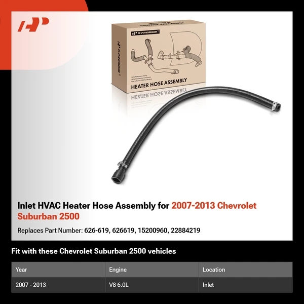 Inlet HVAC Heater Hose Assembly for 2007-2013 Chevrolet Suburban 2500