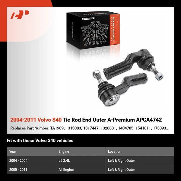 2004-2011 Volvo S40 Tie Rod End Outer A-Premium APCA4742