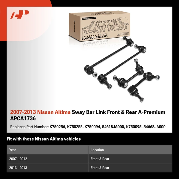 2007-2013 Nissan Altima Sway Bar Link Front & Rear A-Premium APCA1736
