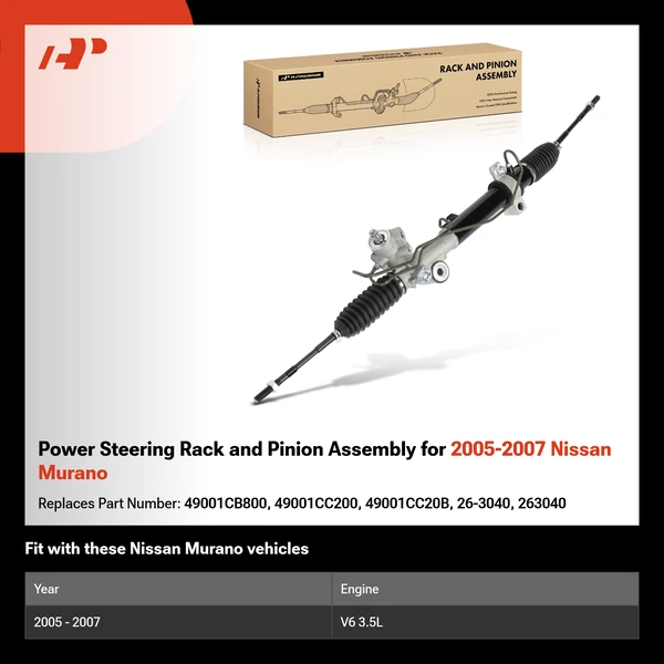 Power Steering Rack and Pinion Assembly for 2005-2007 Nissan Murano