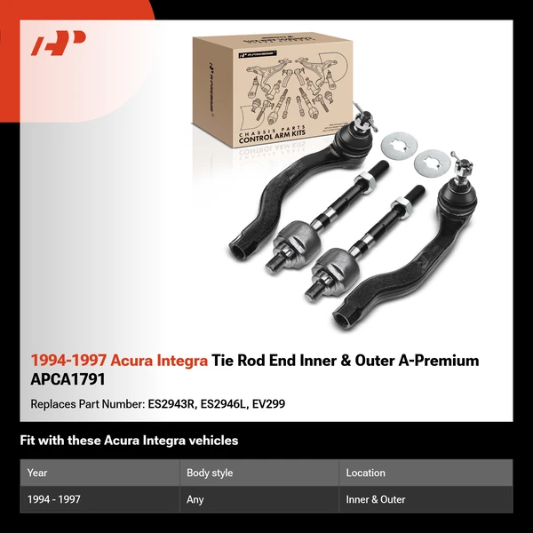 1994-1997 Acura Integra Tie Rod End Inner & Outer A-Premium APCA1791