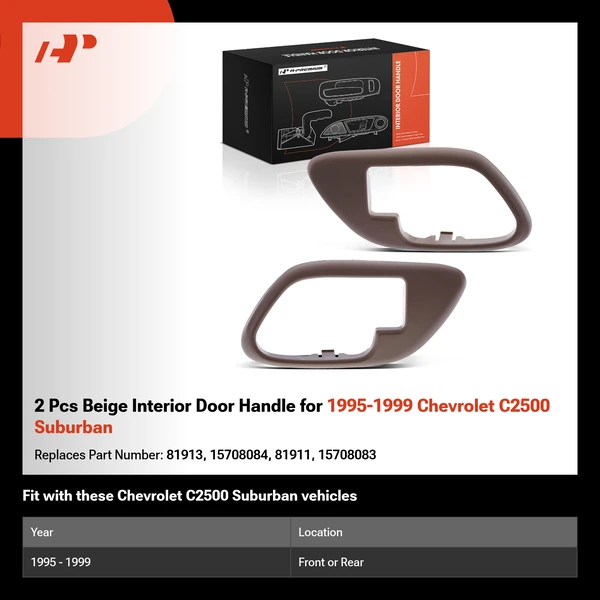 2 Pcs Beige Interior Door Handle for 1995-1999 Chevrolet C2500 Suburban