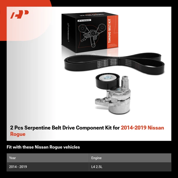 2 Pcs Serpentine Belt Drive Component Kit for 2014-2019 Nissan Rogue