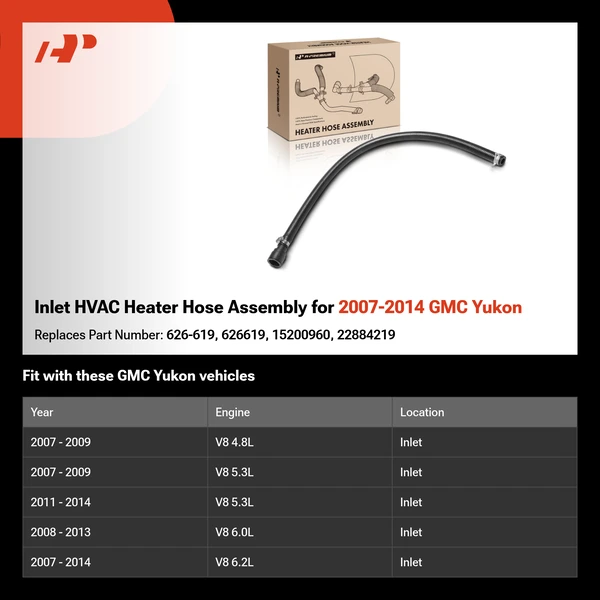 Inlet HVAC Heater Hose Assembly for 2007-2014 GMC Yukon