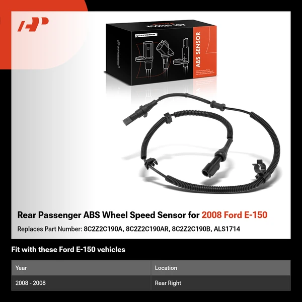 Rear Passenger ABS Wheel Speed Sensor for 2008 Ford E-150