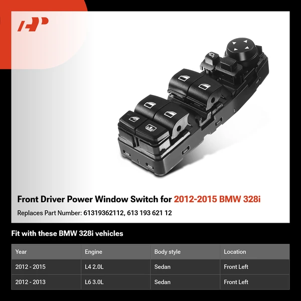 Front Driver Power Window Switch for 2012-2015 BMW 328i