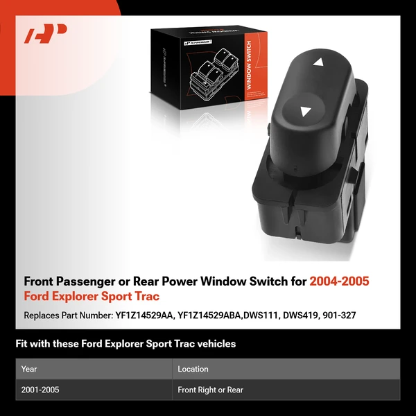 Front Passenger or Rear Power Window Switch for 2004-2005 Ford Explorer Sport Trac