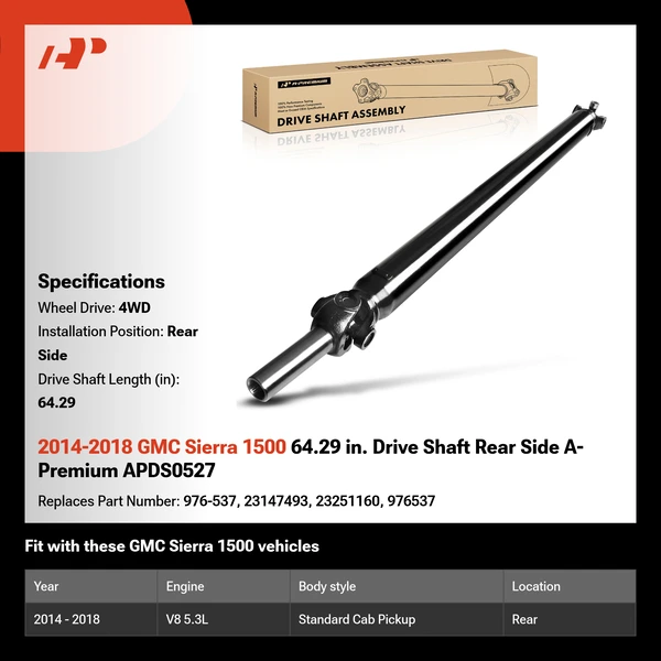 2014-2018 GMC Sierra 1500 64.29 in. Drive Shaft Rear Side A-Premium APDS0527