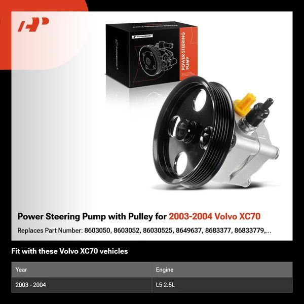 Power Steering Pump with Pulley for 2003-2004 Volvo XC70