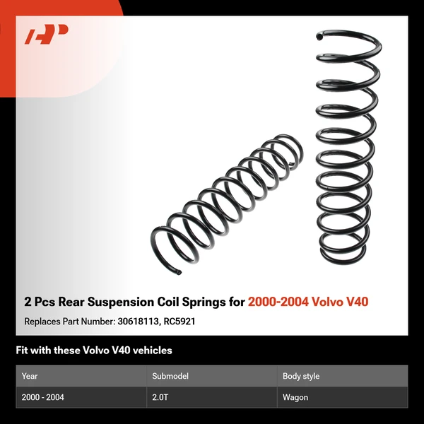 2 Pcs Rear Suspension Coil Springs for 2000-2004 Volvo V40