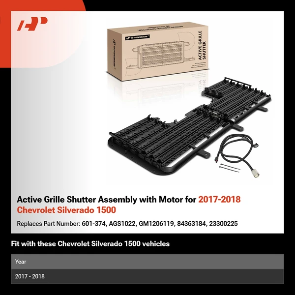 Active Grille Shutter Assembly with Motor for 2017-2018 Chevrolet Silverado 1500