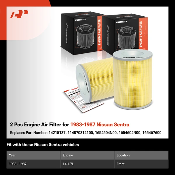 2 Pcs Engine Air Filter for 1983-1987 Nissan Sentra