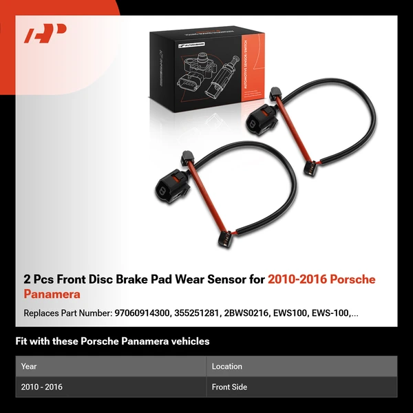 2 Pcs Front Disc Brake Pad Wear Sensor for 2010-2016 Porsche Panamera
