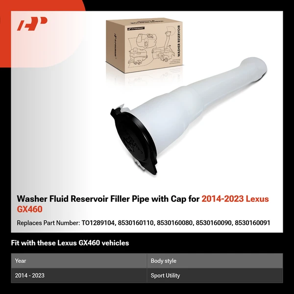 Washer Fluid Reservoir Filler Pipe with Cap for 2014-2023 Lexus GX460