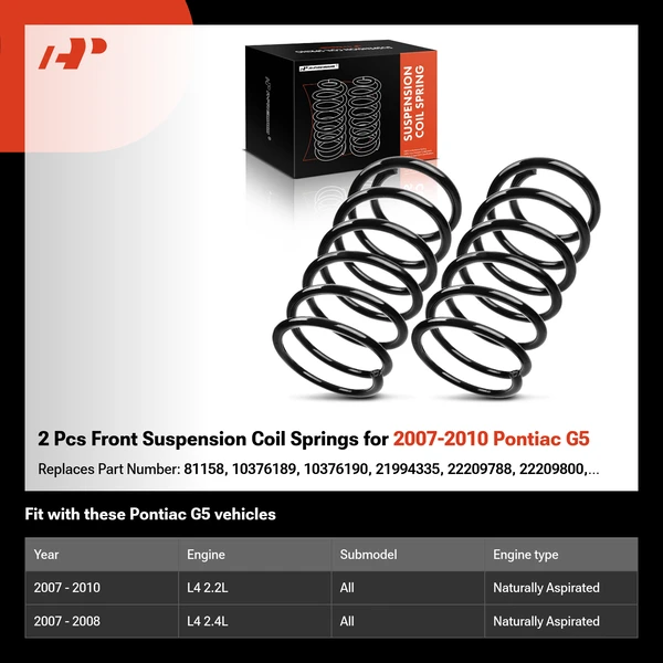 2 Pcs Front Suspension Coil Springs for 2007-2010 Pontiac G5