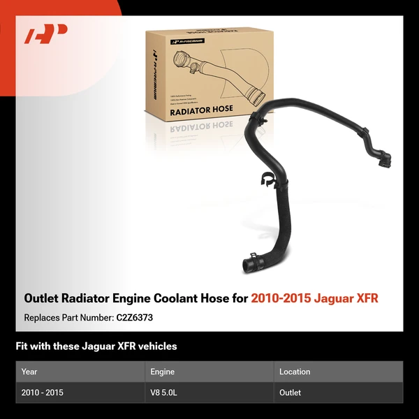Outlet Radiator Engine Coolant Hose for 2010-2015 Jaguar XFR