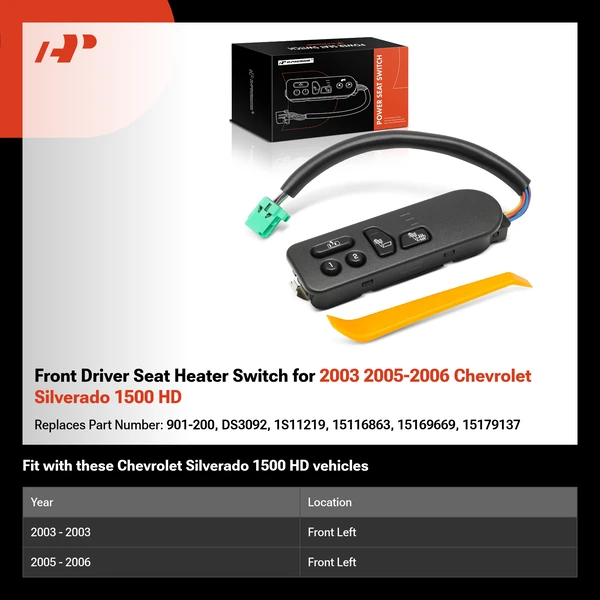 Front Driver Seat Heater Switch for 2003 2005-2006 Chevrolet Silverado 1500 HD