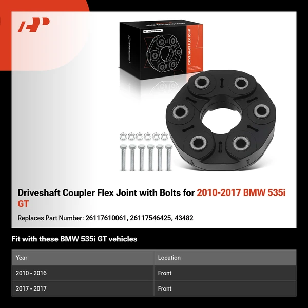 Driveshaft Coupler Flex Joint with Bolts for 2010-2017 BMW 535i GT