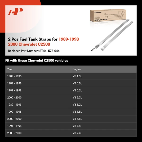 2 Pcs Fuel Tank Straps for 1989-1998 2000 Chevrolet C2500