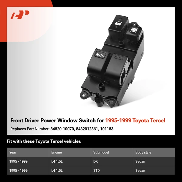 Front Driver Power Window Switch for 1995-1999 Toyota Tercel