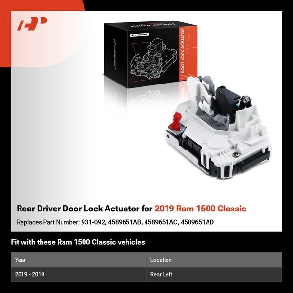 Rear Driver Door Lock Actuator for 2019 Ram 1500 Classic