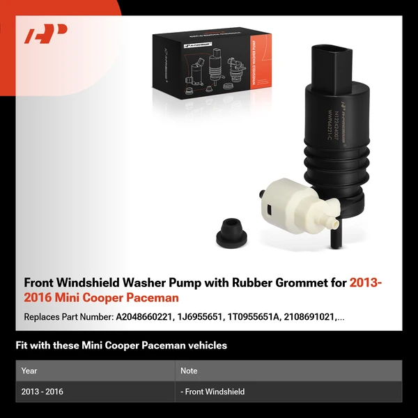 Front Windshield Washer Pump with Rubber Grommet for 2013-2016 Mini Cooper Paceman