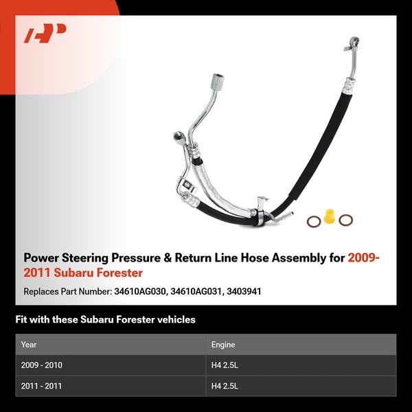 Power Steering Pressure & Return Line Hose Assembly for 2009-2011 Subaru Forester