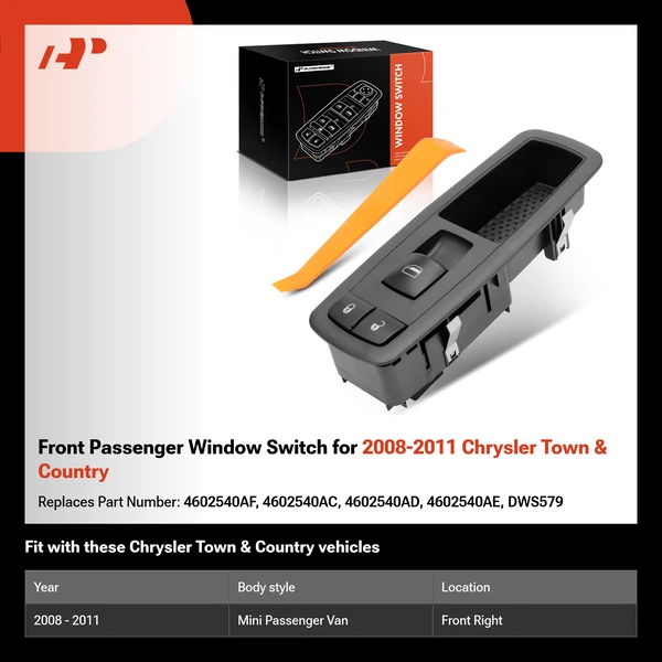 Front Passenger Window Switch for 2008-2011 Chrysler Town & Country
