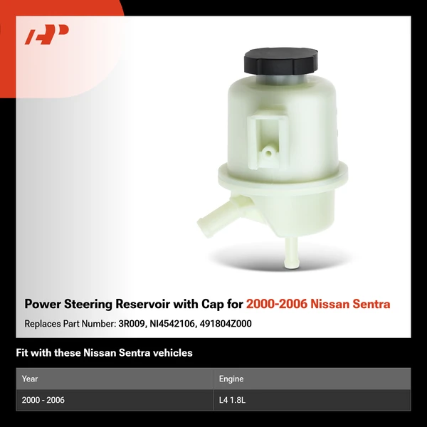 Power Steering Reservoir with Cap for 2000-2006 Nissan Sentra