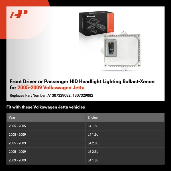 Front Driver or Passenger HID Headlight Lighting Ballast-Xenon for 2005-2009 Volkswagen Jetta