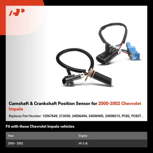Camshaft & Crankshaft Position Sensor for 2000-2002 Chevrolet Impala