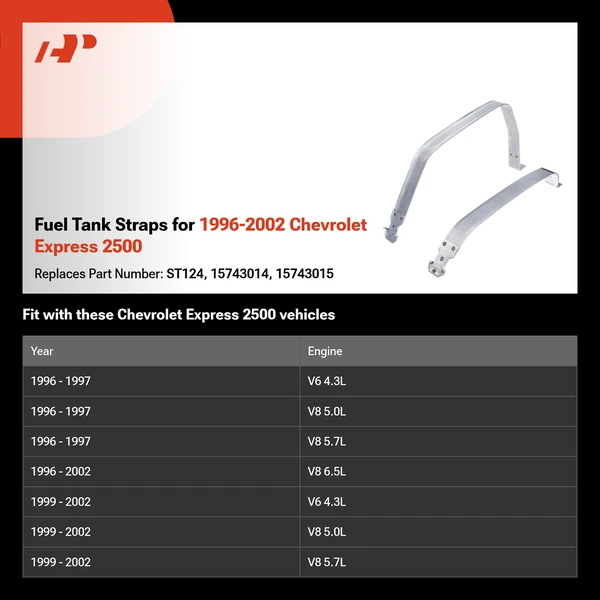 Fuel Tank Straps for 1996-2002 Chevrolet Express 2500