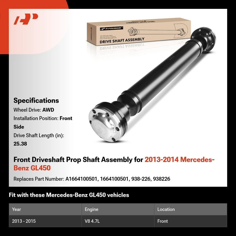 Front Driveshaft Prop Shaft Assembly for 2013-2014 Mercedes-Benz GL450