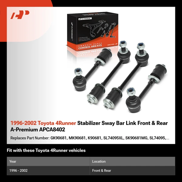 1996-2002 Toyota 4Runner Stabilizer Sway Bar Link Front & Rear A-Premium APCA8402