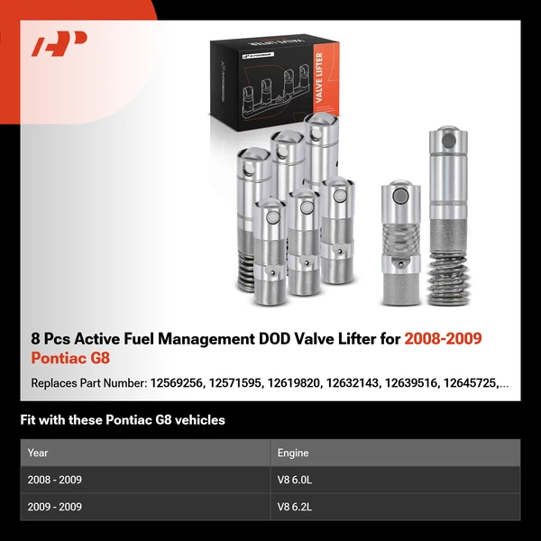 8 Pcs Active Fuel Management DOD Valve Lifter for 2008-2009 Pontiac G8