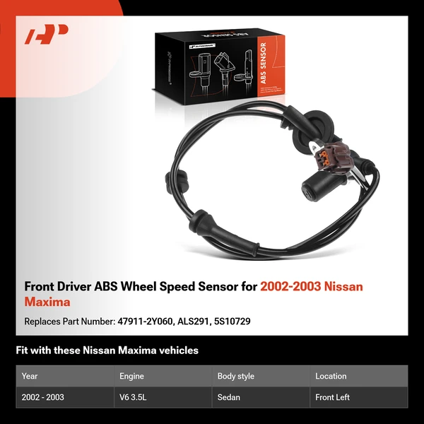 Front Driver ABS Wheel Speed Sensor for 2002-2003 Nissan Maxima