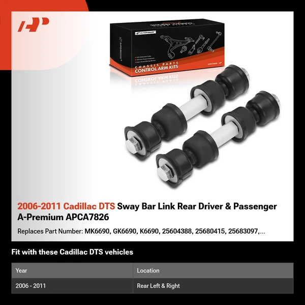 2006-2011 Cadillac DTS Sway Bar Link Rear Driver & Passenger A-Premium APCA7826