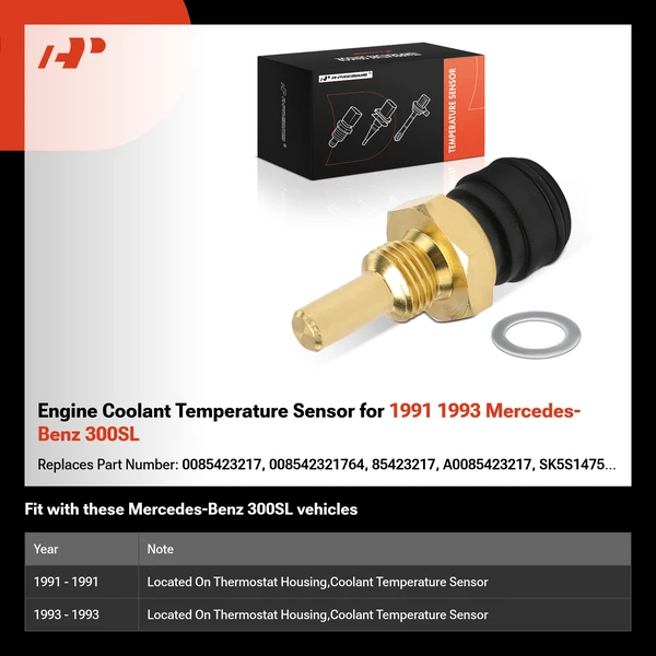 Engine Coolant Temperature Sensor for 1991 1993 Mercedes-Benz 300SL