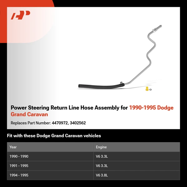 Power Steering Return Line Hose Assembly for 1990-1995 Dodge Grand Caravan