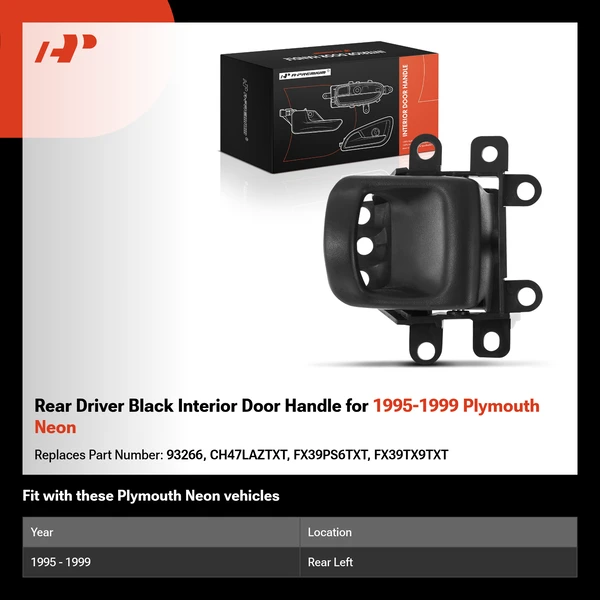 Rear Driver Black Interior Door Handle for 1995-1999 Plymouth Neon