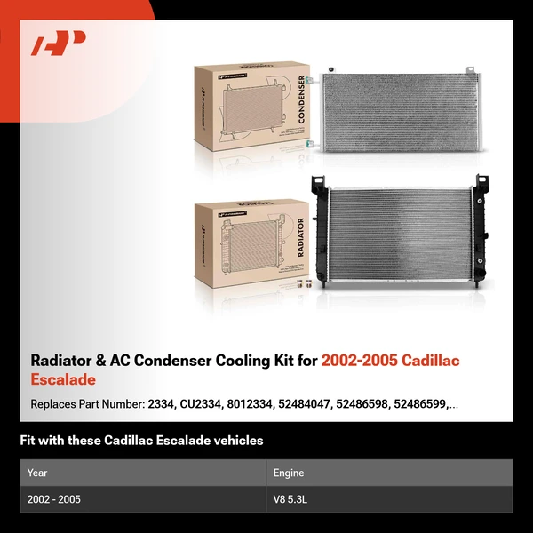 Radiator & AC Condenser Cooling Kit for 2002-2005 Cadillac Escalade