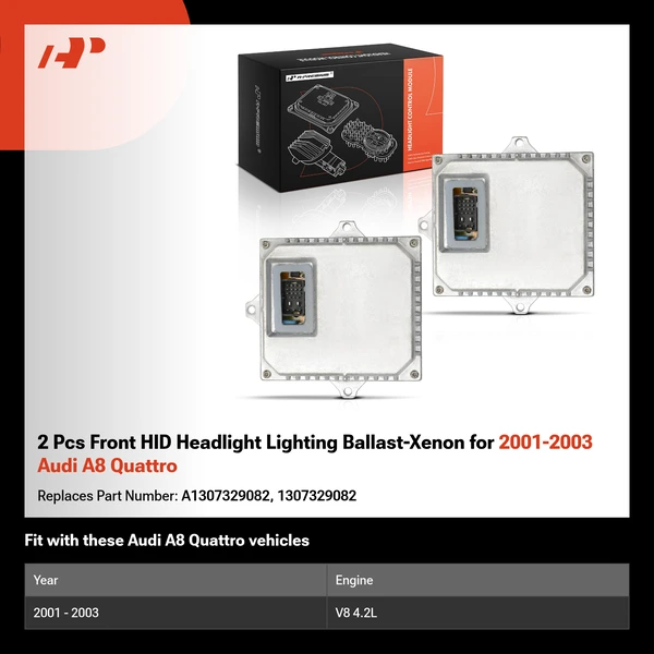 2 Pcs Front HID Headlight Lighting Ballast-Xenon for 2001-2003 Audi A8 Quattro