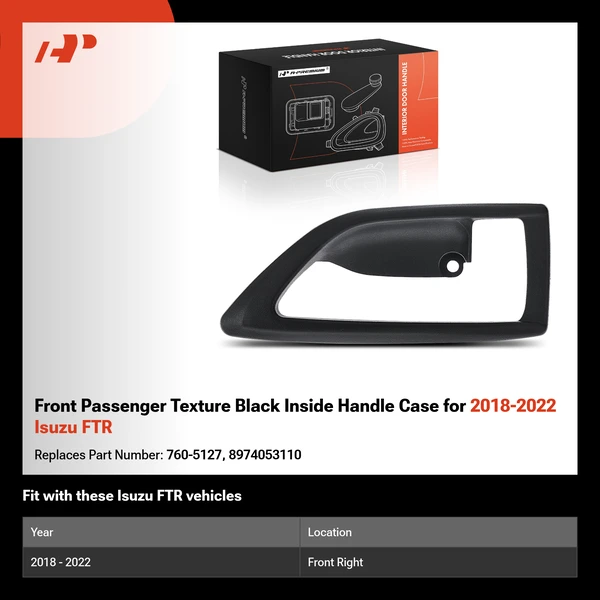 Front Passenger Texture Black Inside Handle Case for 2018-2022 Isuzu FTR