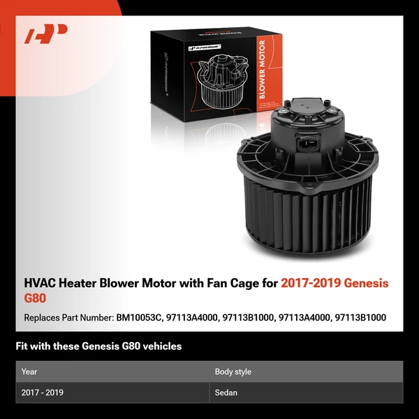 HVAC Heater Blower Motor with Fan Cage for 2017-2019 Genesis G80
