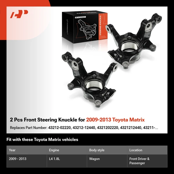 2 Pcs Front Steering Knuckle for 2009-2013 Toyota Matrix