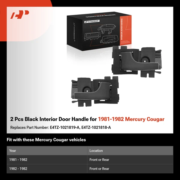 2 Pcs Black Interior Door Handle for 1981-1982 Mercury Cougar