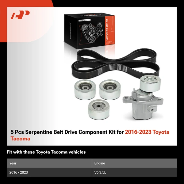 5 Pcs Serpentine Belt Drive Component Kit for 2016-2023 Toyota Tacoma